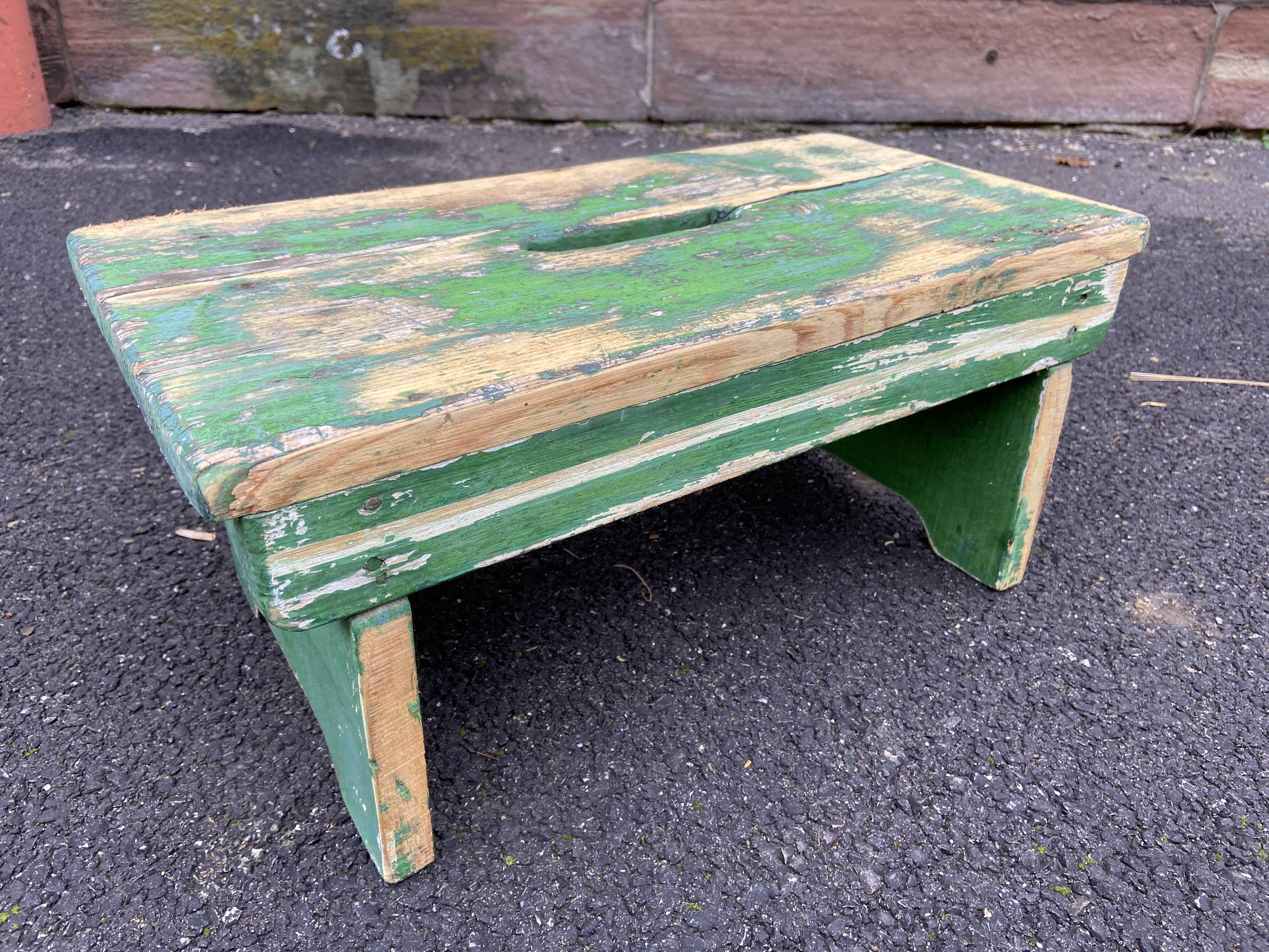 primitive footrest curved wood bistro bentwood farmhouse painted wood Shabby chic French vintage farme