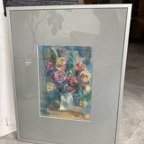 Oil chalk drawing flowers