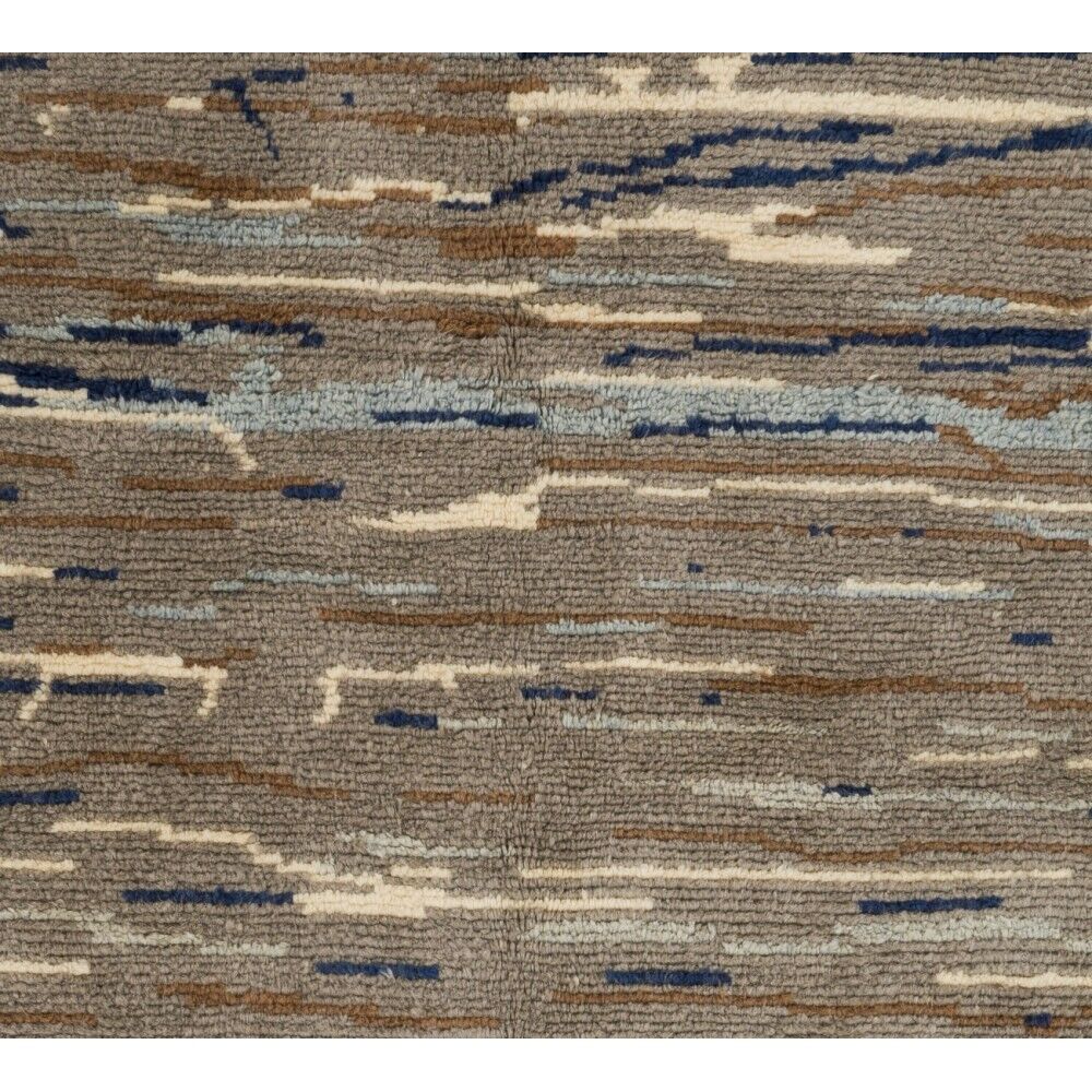 Contemporary "Tulu" Rug in Gray, Blue and Brown Colors