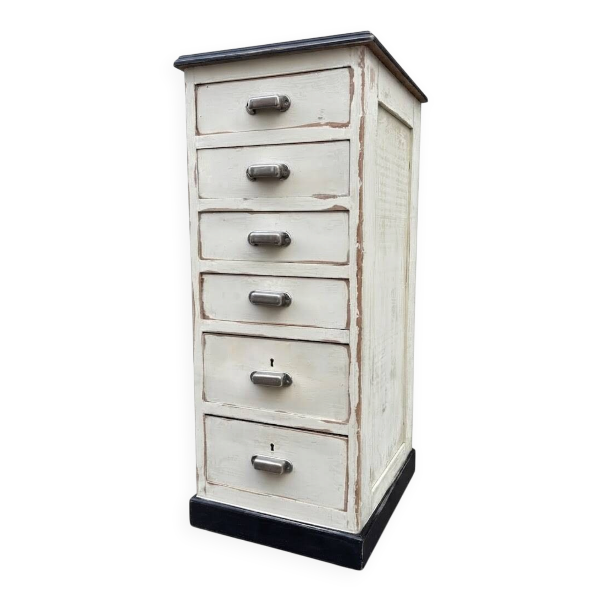 Meuble tiroirs chiffonnier industriel sapin 1950