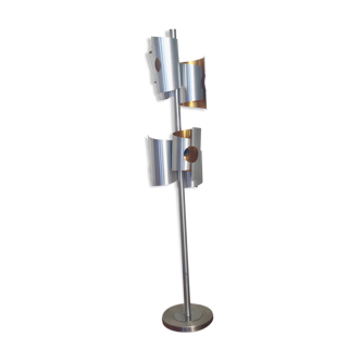 Vintage space age floor lamp in brushed aluminum 6 lights 1970s