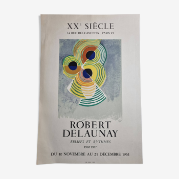Original lithographic poster after Robert Delaunay, "Reliefs and Rythmes", 1961, 39 x 57 cm