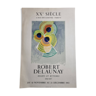 Affiche lithographique originale d'après Robert Delaunay, "Reliefs et Rythmes", 1961, 39 x 57 cm