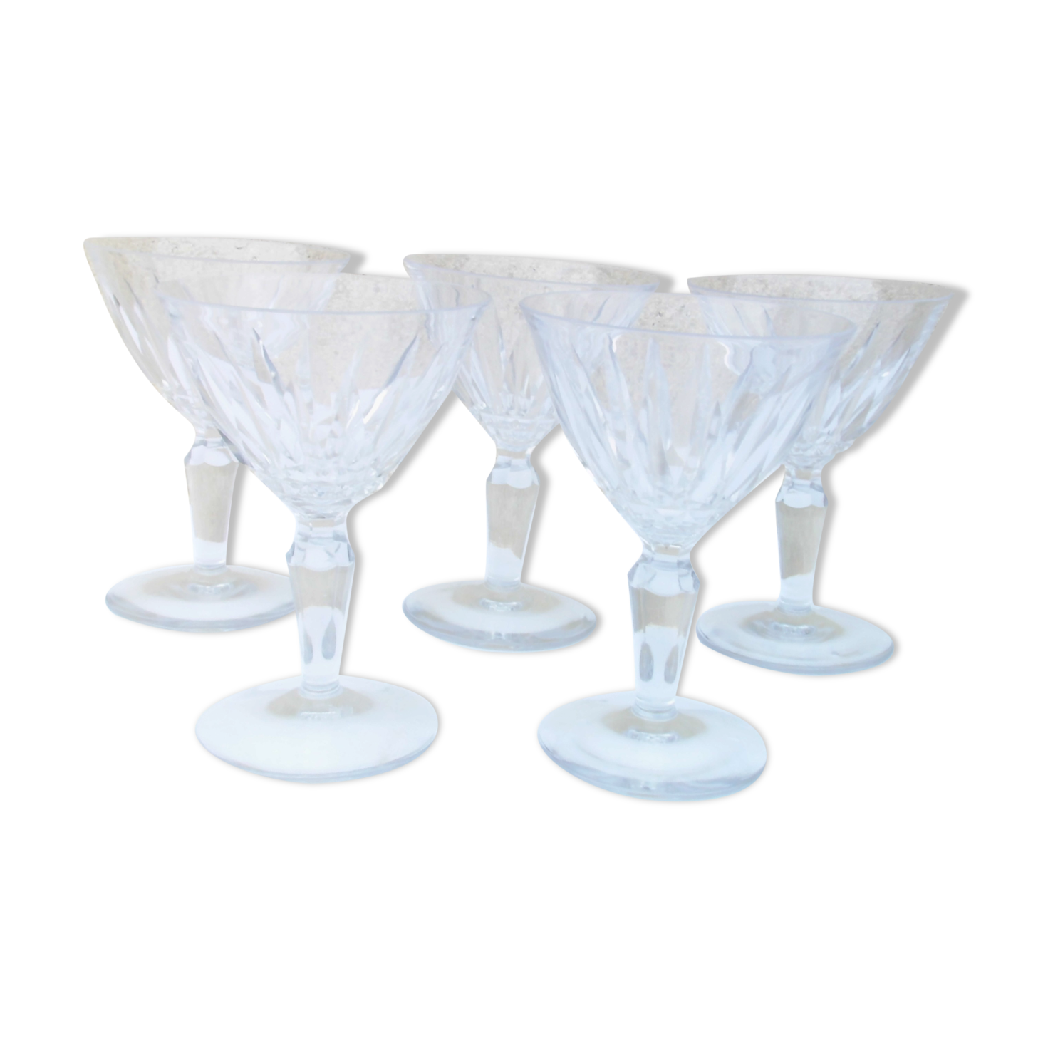 5 wine glasses stamped St. Louis crystal