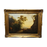Landscape. Oil on a wooden panel.