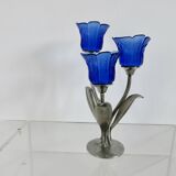 Silver-plated pewter candlestick signed Jean Goardère, 1970