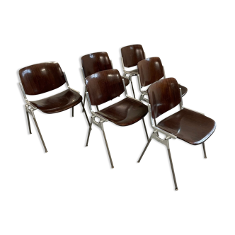 Lot de 6 chaises de salle à manger DSC106 de Giancarlo Piretti pour Castelli