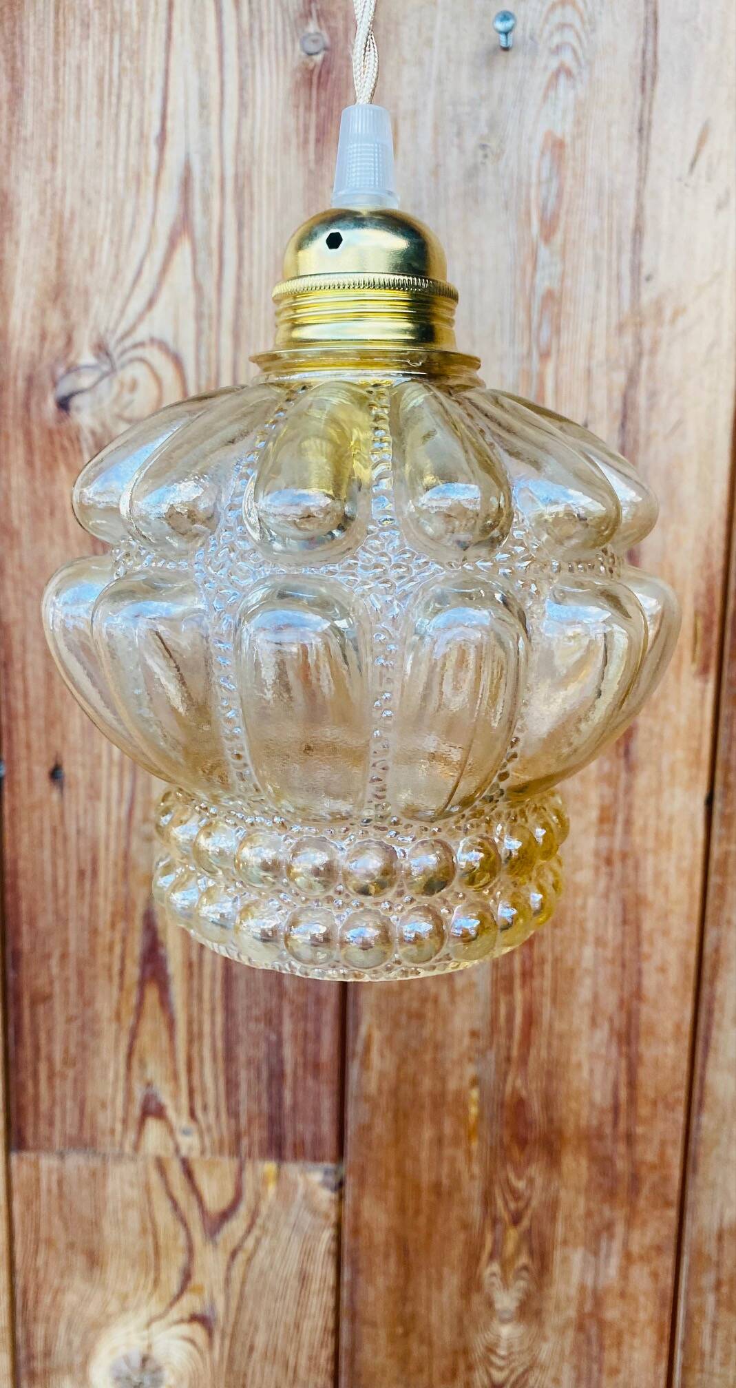 Vintage moulded glass pendant light
