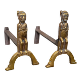 Paire de chenets en bronze Anton Prinner 1930