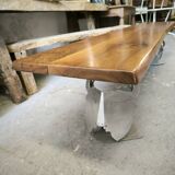 Walnut and stainless steel bench, 1980