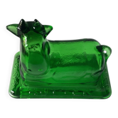 Beurrier vintage anglais – verre épais vert émeraude