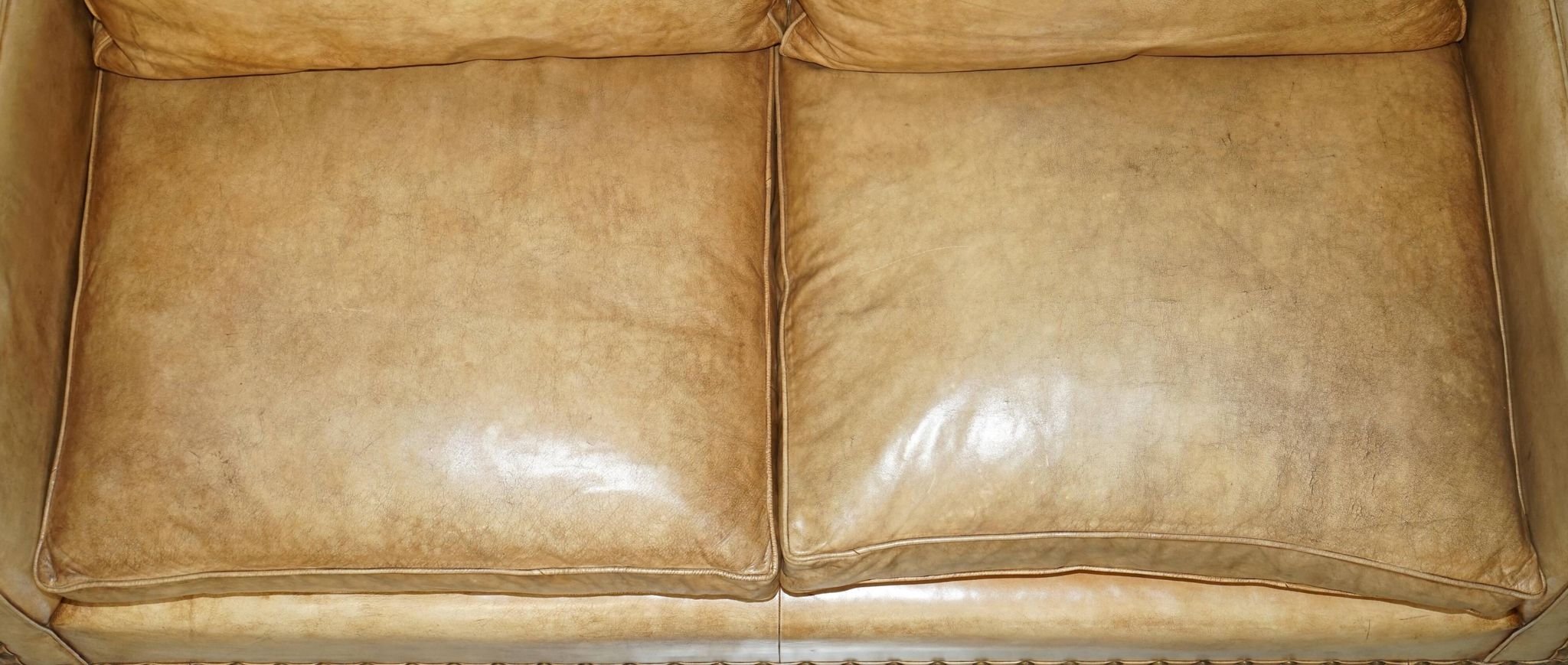 Edwardian Style Leather Two-Seater Sofa with Studs