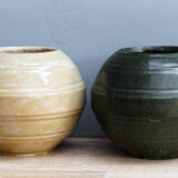 Paire de cache pots en crystalite