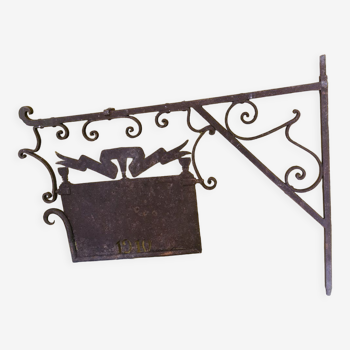 Antique French Wrought Iron Shop Signboard from 1910