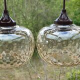 Amber glass hanging lamps 1970