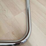 Set of 2 Dining Chair: Red Fabric, Tubular Frame, Retro 1970s