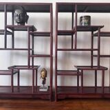 Set of 2 Asian wooden shelves