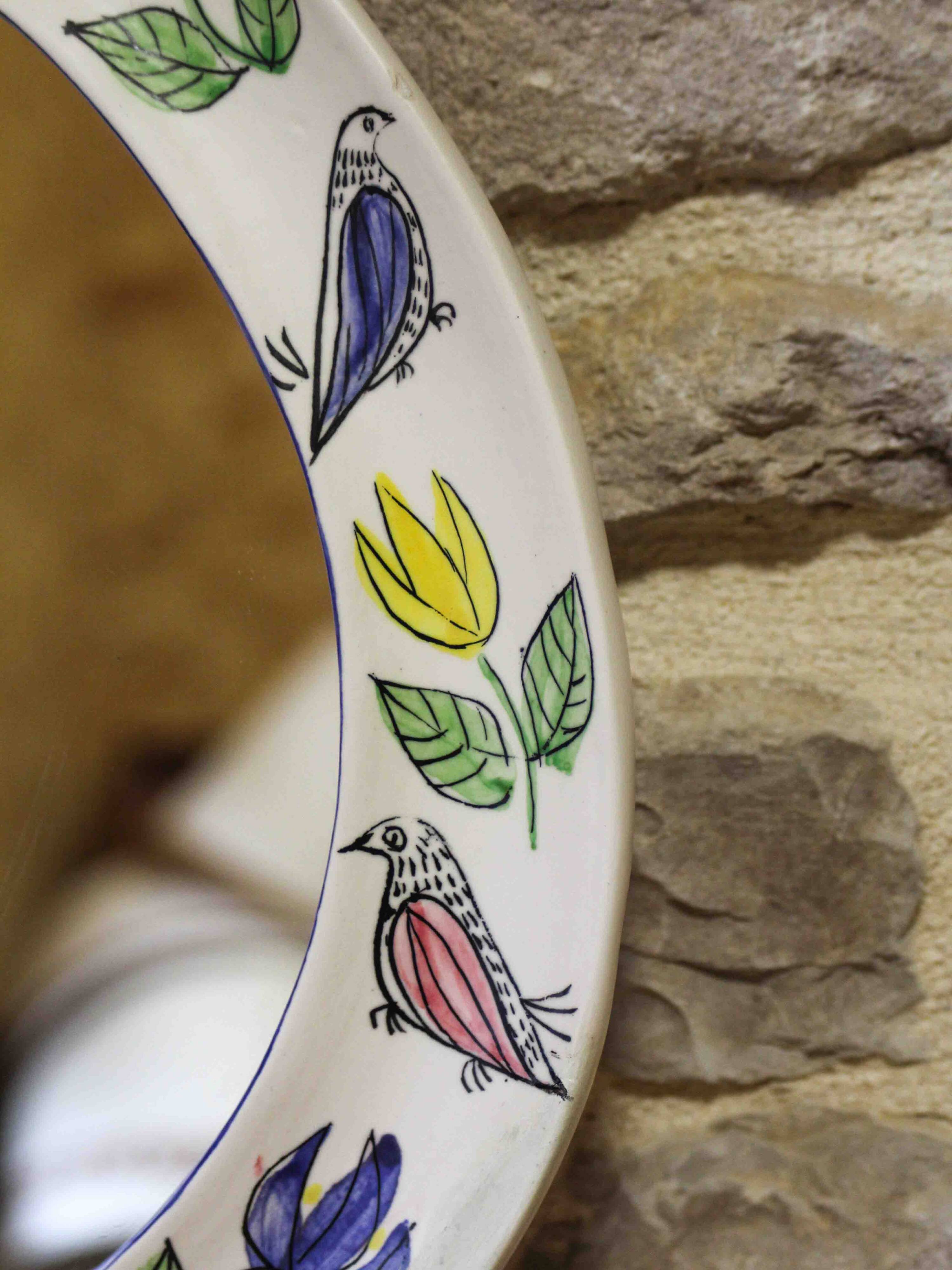 Ceramic mirror by Jean de Lespinasse