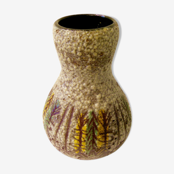 Ceramic vase of accolay, primitive abstract decor