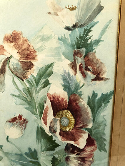 Pair of large watercolors. Bouquets of flowers Late nineteenth, early twentieth Stunt wooden frames and d
