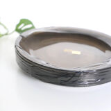 Set of 6 flat plates Arcoroc, in gray smoked glass, vintage French