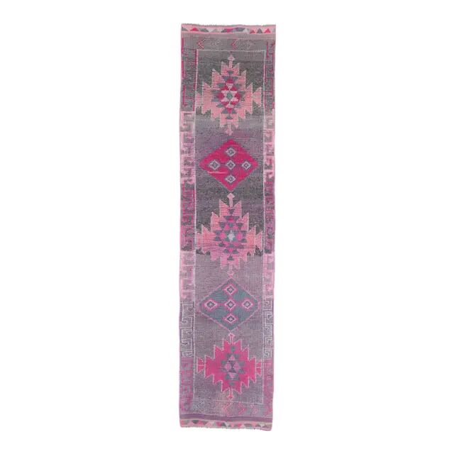 Turkish Oushak handmade runner rug 80x348