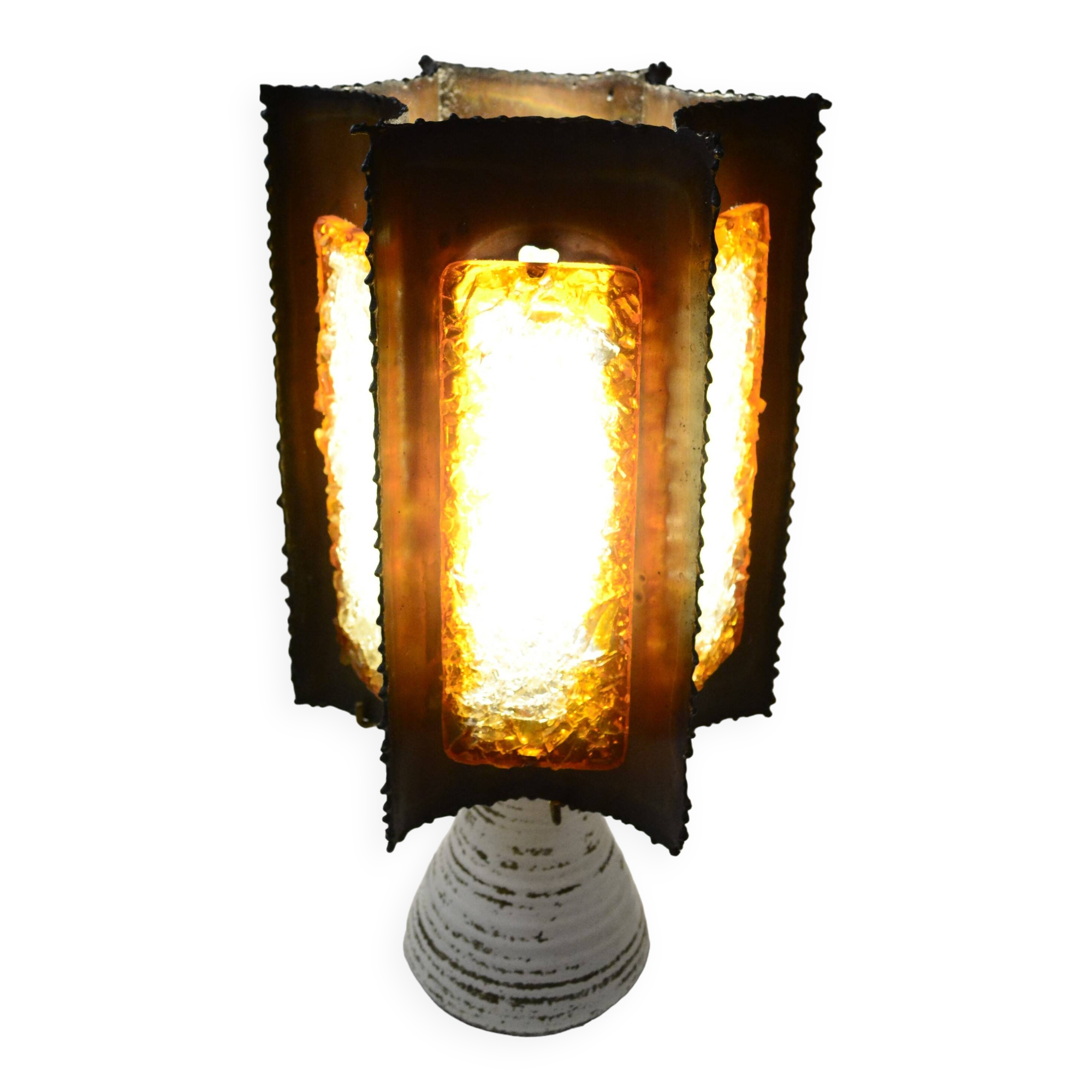 Brutalist design lamp in ceramic and metal - Accolay