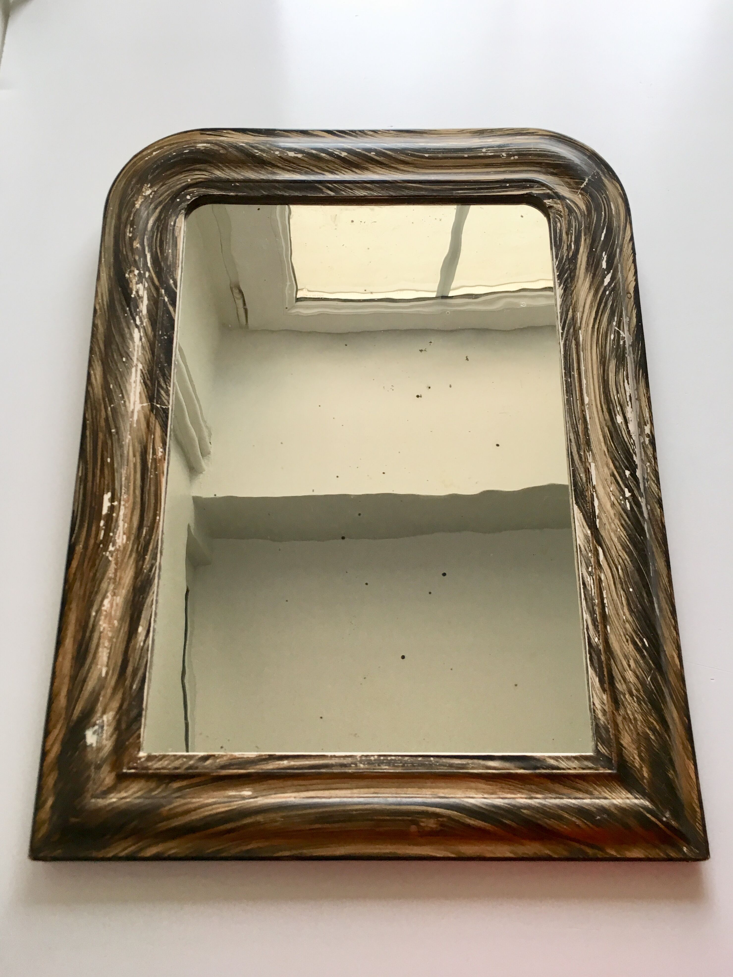 Blackened wood mirror patina effect 50x38cm