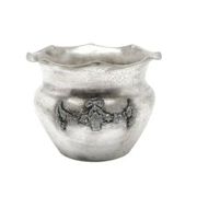 Sugar bowl, Art Nouveau, silver-plated brass, Poland, 1920s