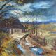 Tableau ancien, paysage signé Guyard, circa 1960