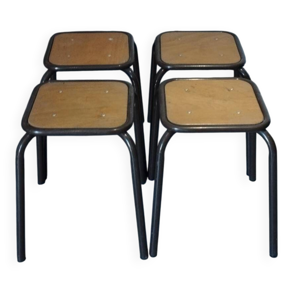 4 tabourets Mullca indus, atelier, école époque vintage