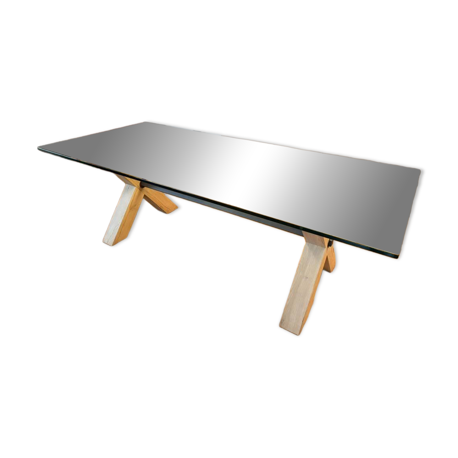 Rectangular dining table with glass top from Roche Bobois.