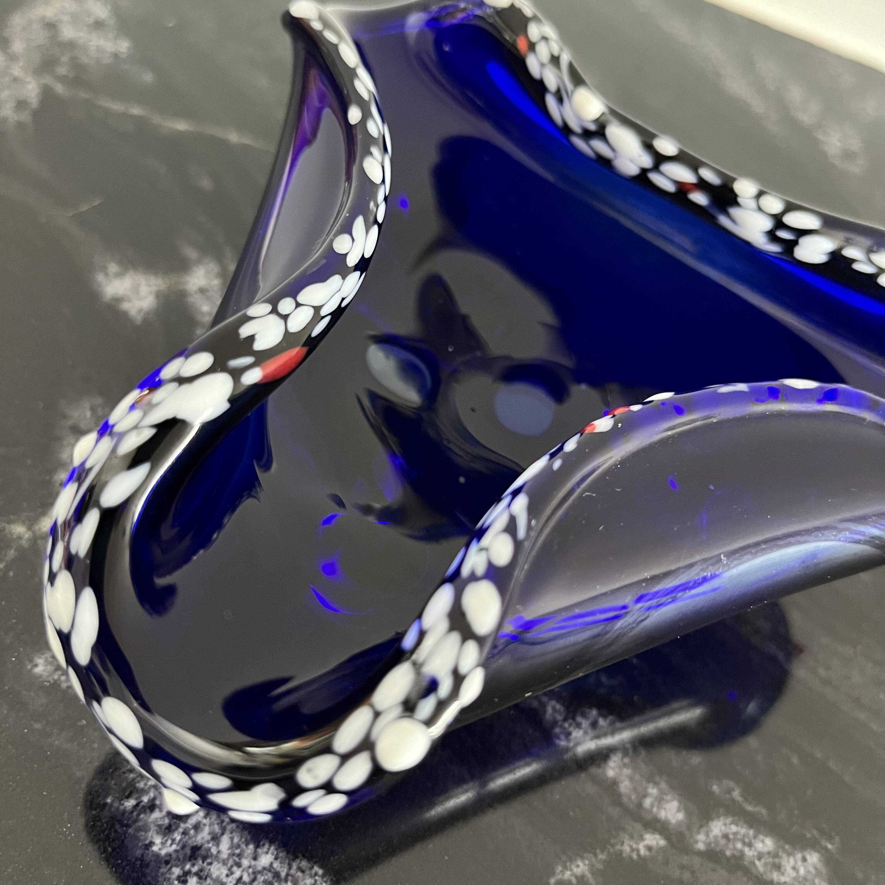 Cendrier italien en verre de Murano bleu des années 70