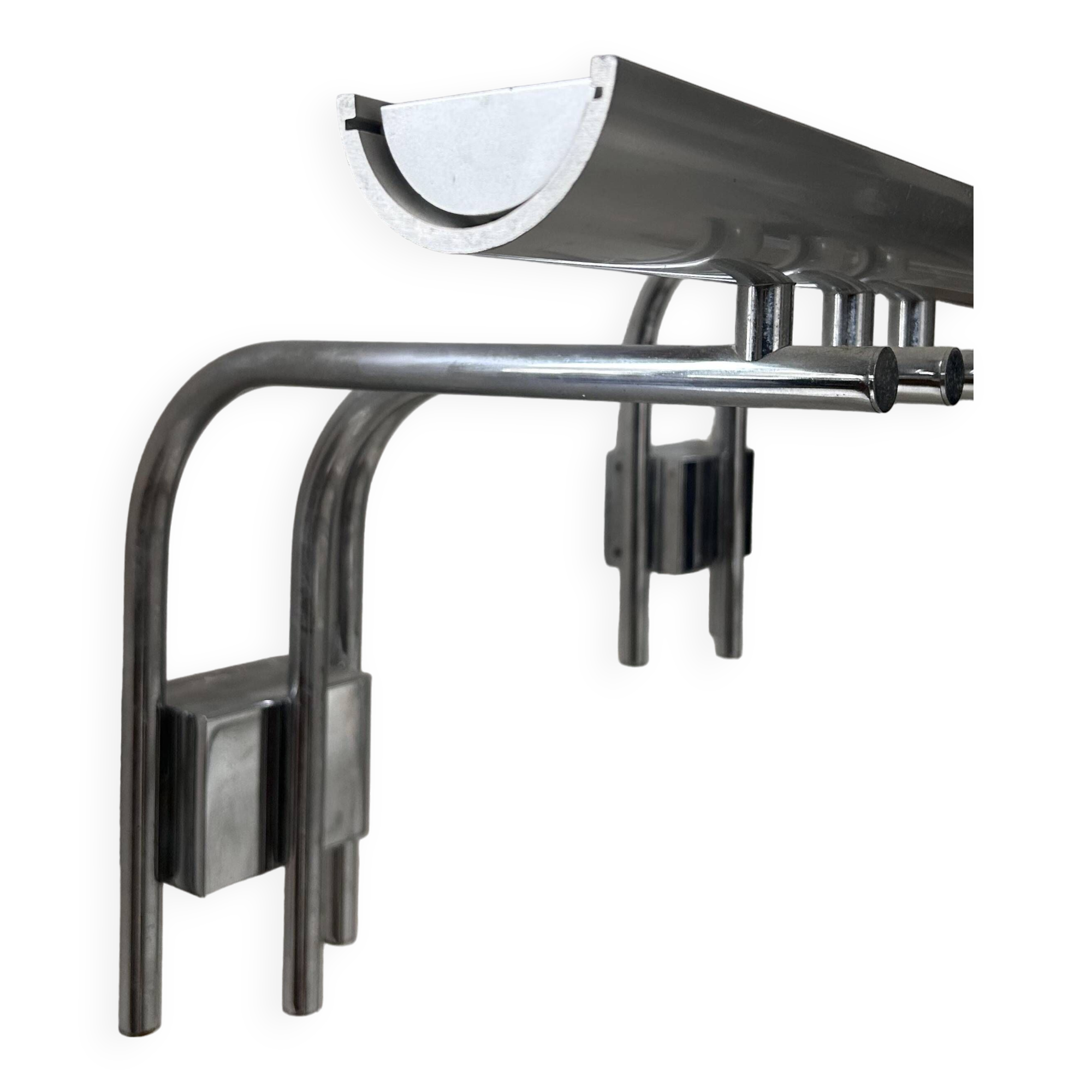 Pair of vintage Lumière Studio glass wall lights, chrome-plated metal, France 1970