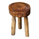 Brutalist tripod stool, raw wood