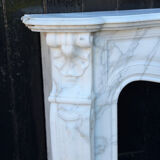Louis XV style fireplace in Carrara marble, around 1900.