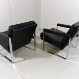 Hein Salomonson black leather lounge chairs 1968