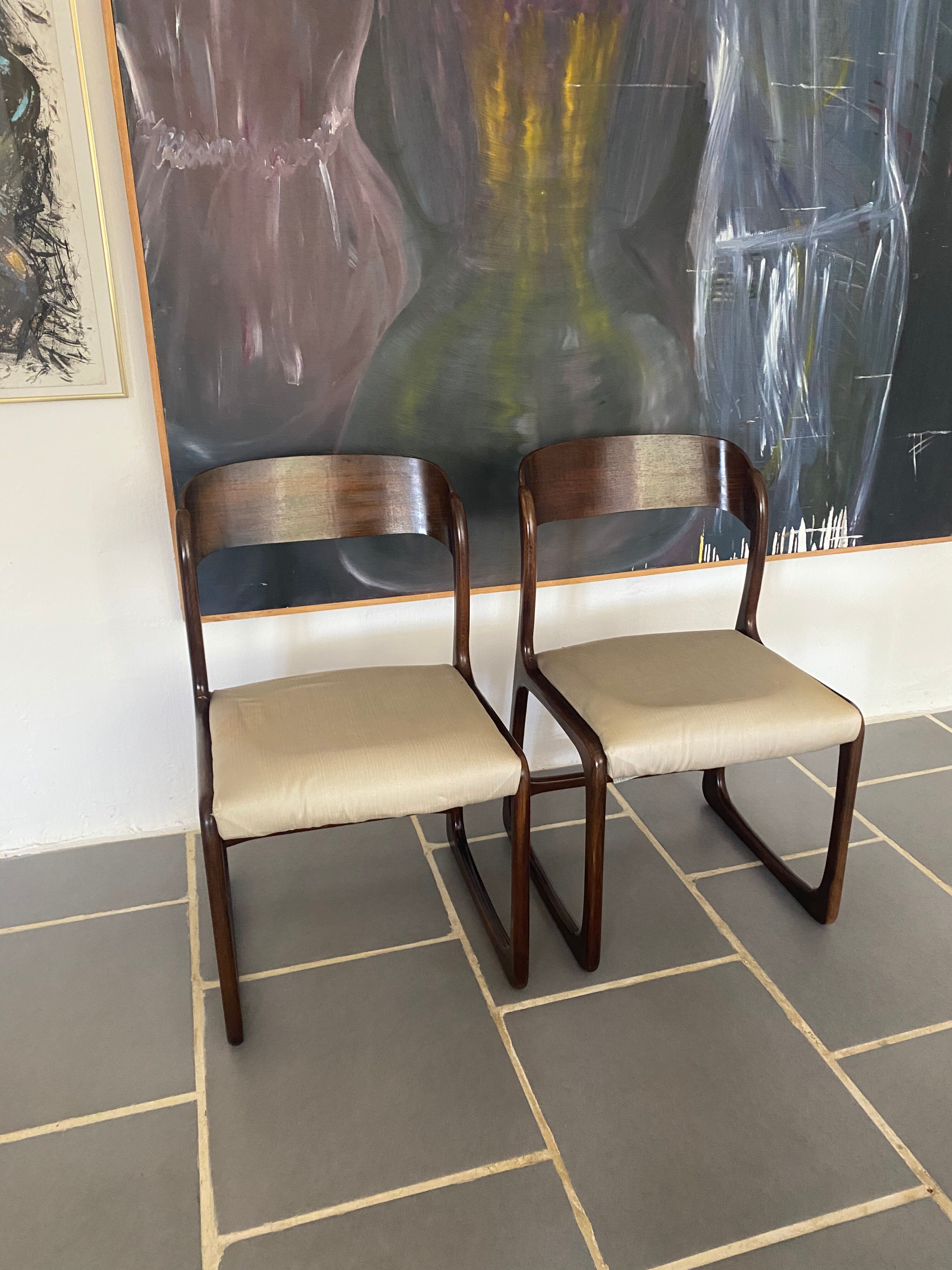 Pair of Baumann chairs model sled