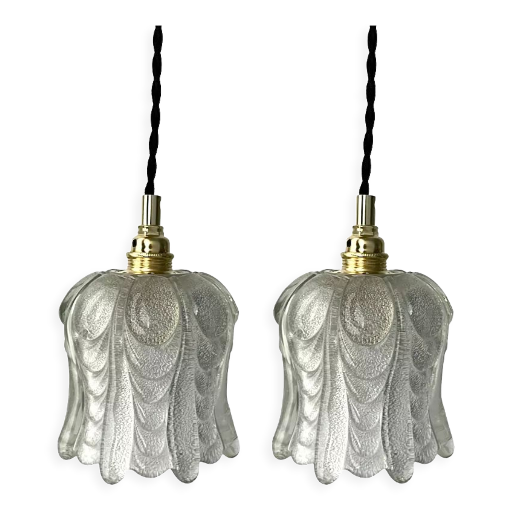 Set of two vintage electric chiseled glass handhelds