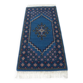 Vintage handmade traditional Tunisian oriental rug in blue.