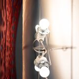 Square wall lamp in red wood and rice paper, prod. Steelline 1980