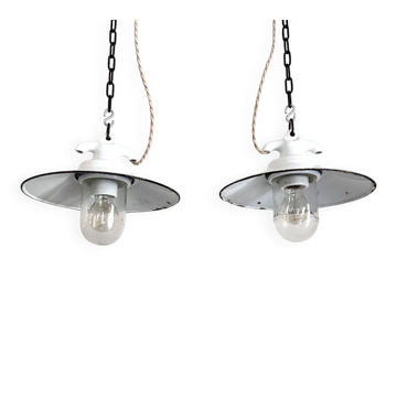 Pair of enamelled pendants
