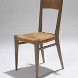 Pair of straw chairs, geneviève pons, 1950s