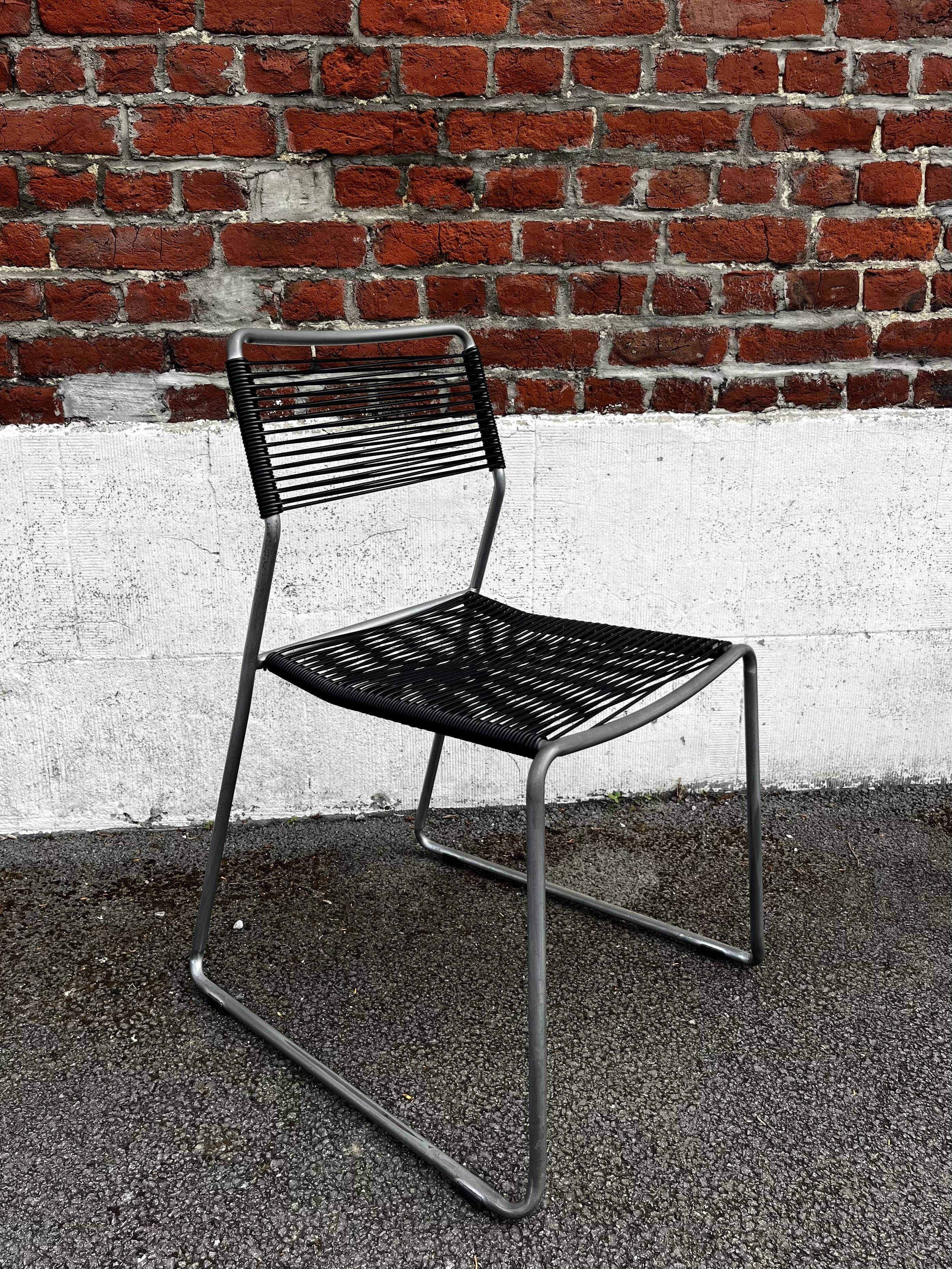 Set of 4 scoubidou chairs, "Melker" model, sled base (vintage IKEA)