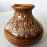 Vase vintage en céramique brune : décoration bohème yougoslave des années 1970