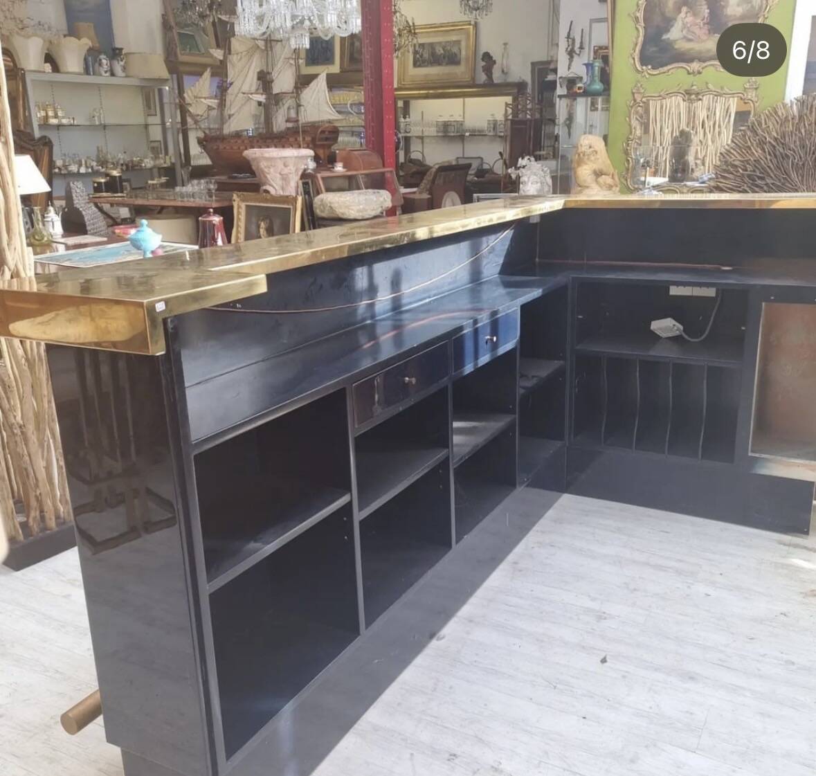 Maison Jansen counter in brass and blue lacquer