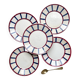 5 Small Vintage French Plates Terre de Fer HBCM Béarn blue and red stripes