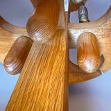 Rare oak and ceramic floor lamp – Guillerme et Chambron, 1950s