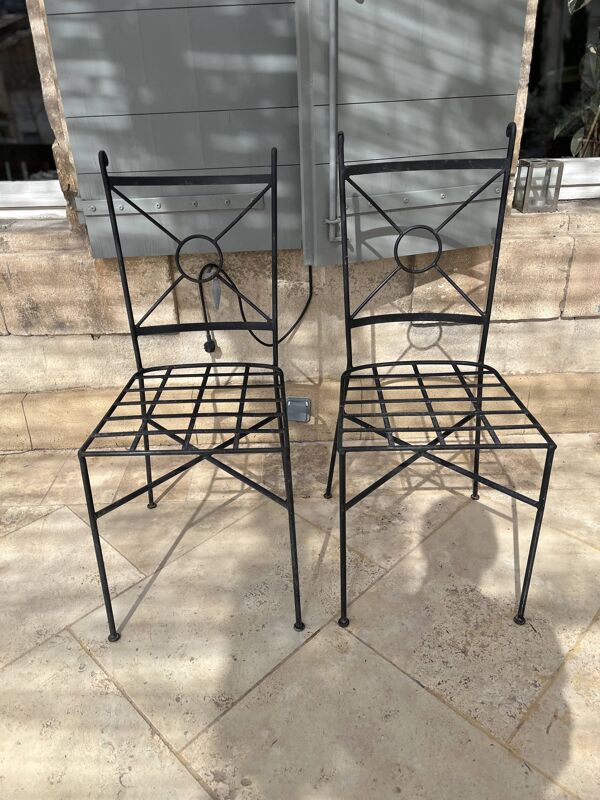 Lot de 2 chaises de jardin en fer forgé