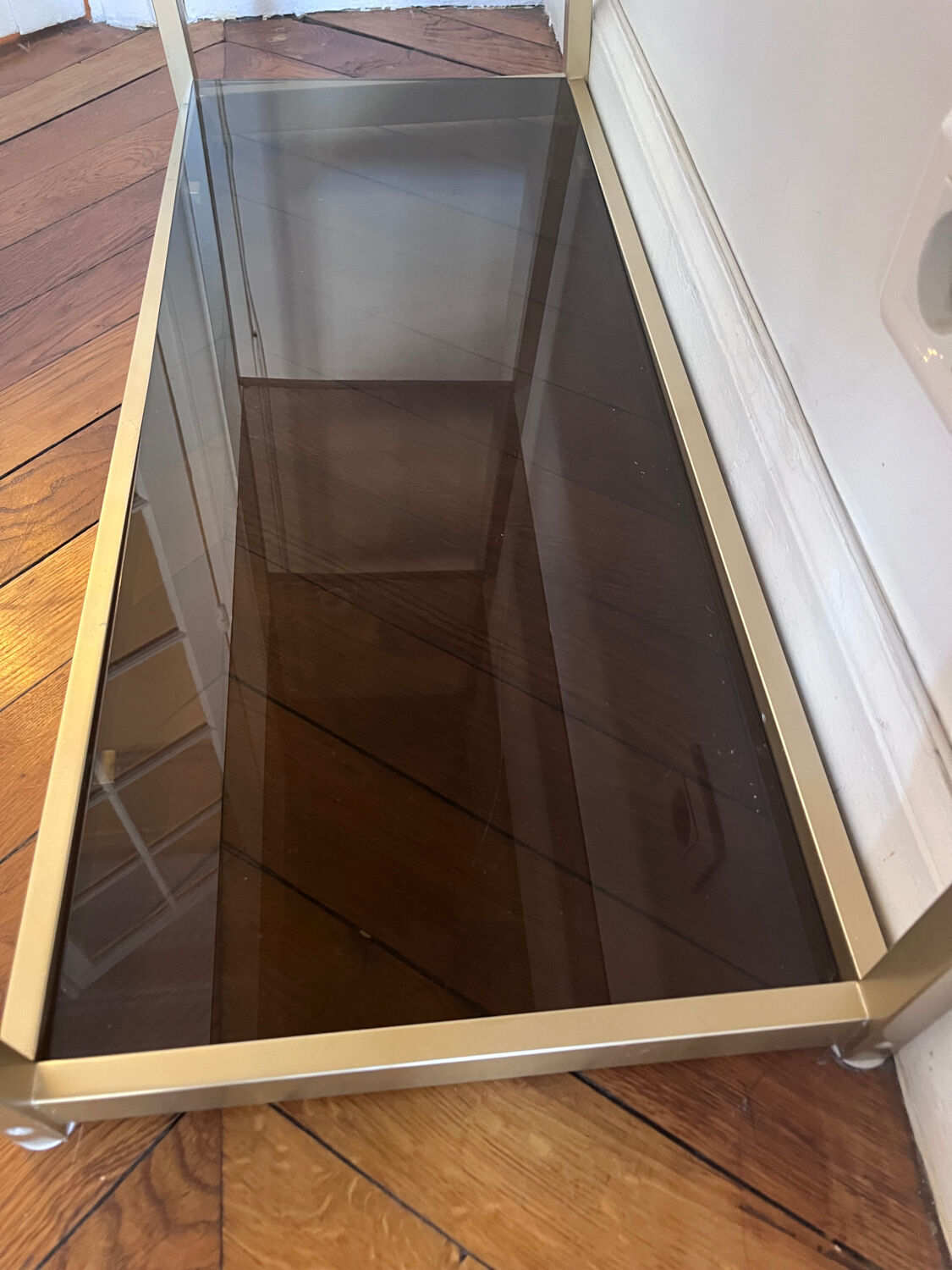 Vintage Ligne Roset Smoked Glass & Metal Shelving Unit (1980s) moo